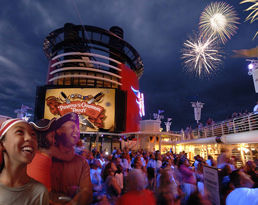 Fireworks above the Disney cruise ship